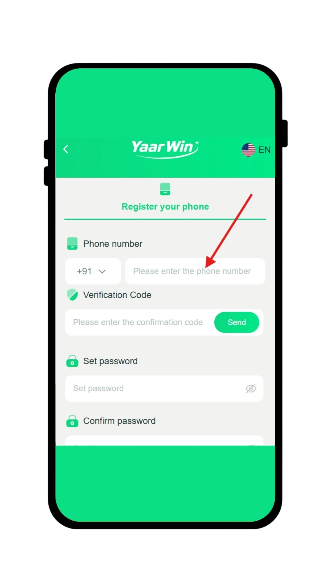 Type your 10-digit mobile number